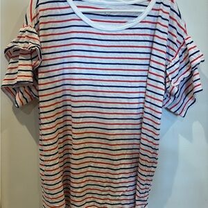 Crown & Ivy Striped Top with Red and Blue
